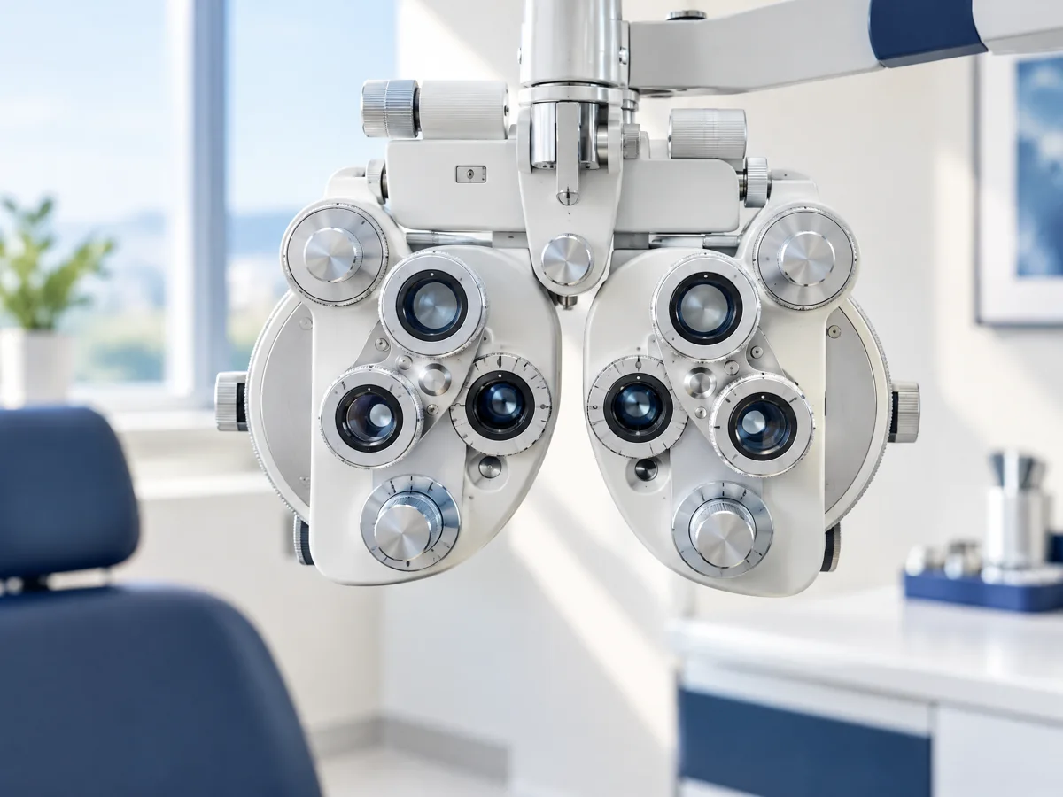 Illustrative photograph of an optometry phoropter